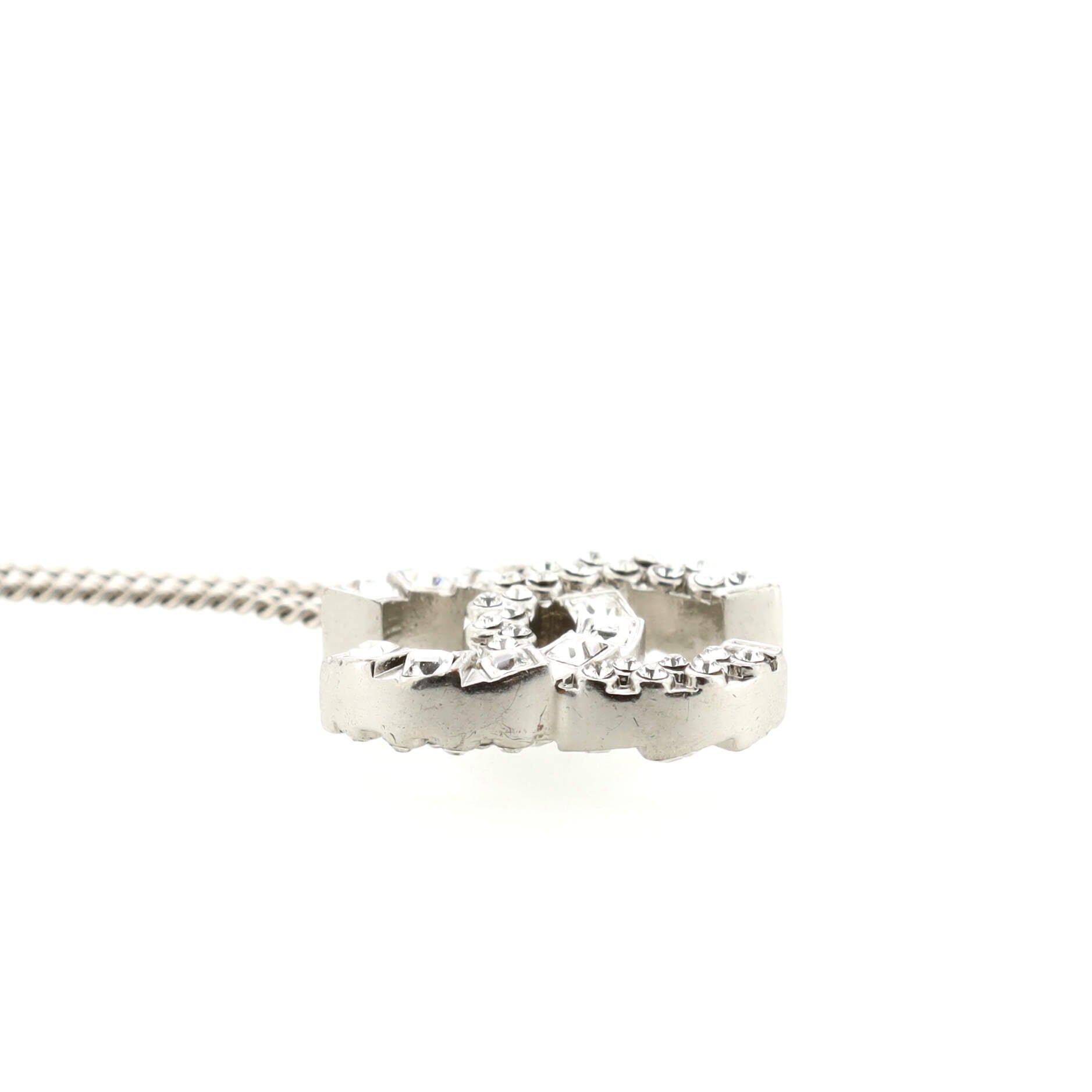 CC Pendant Necklace Metal with Crystals