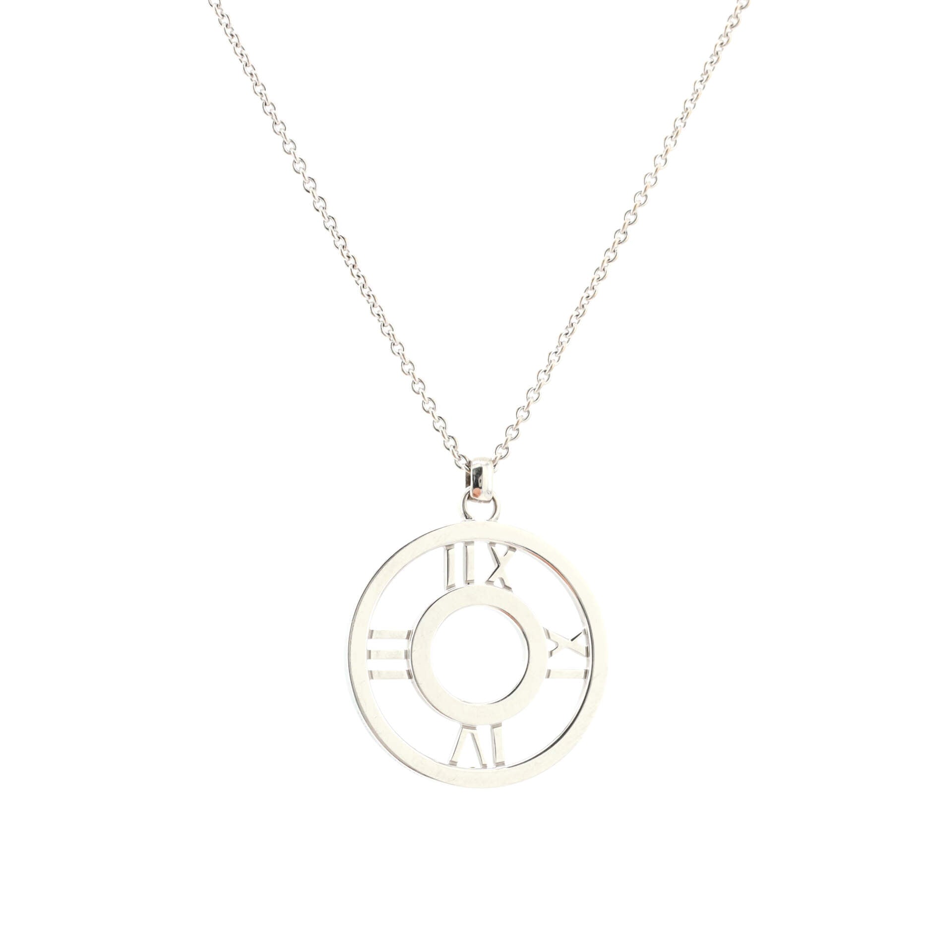 Atlas Circle Pendant Necklace 18K White Gold with Diamonds Large