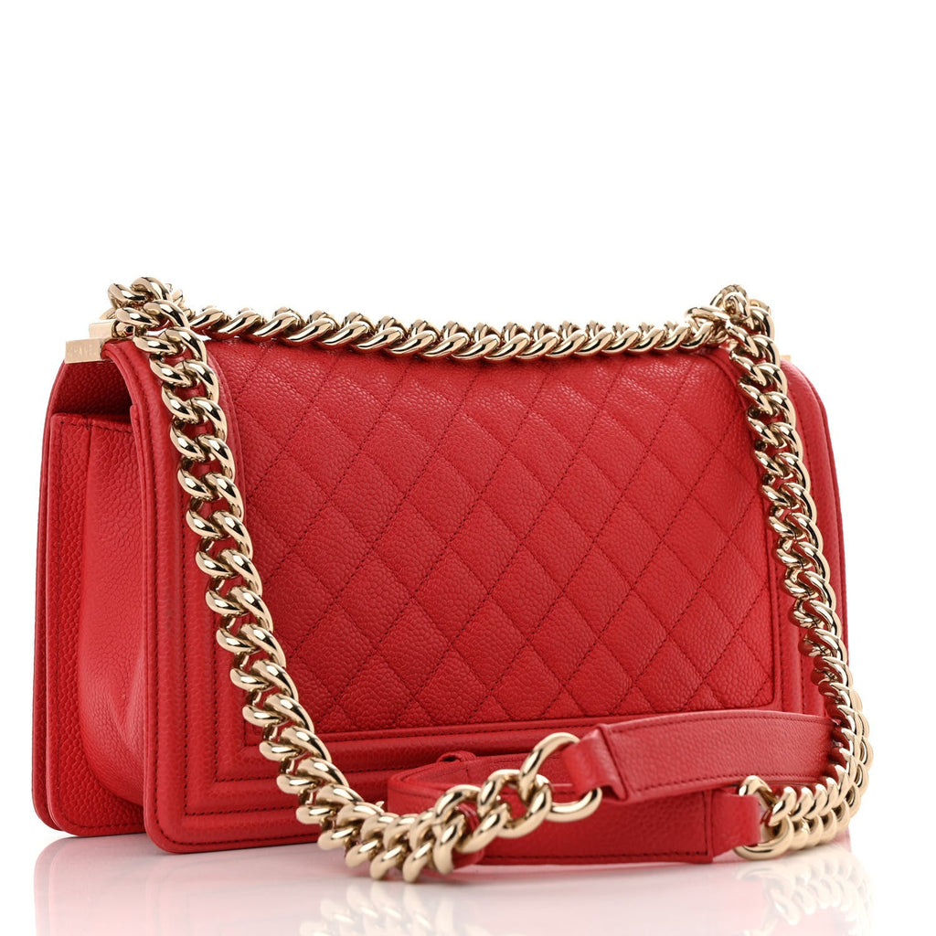 Caviar Quilted Medium Boy Flap Dark Pink