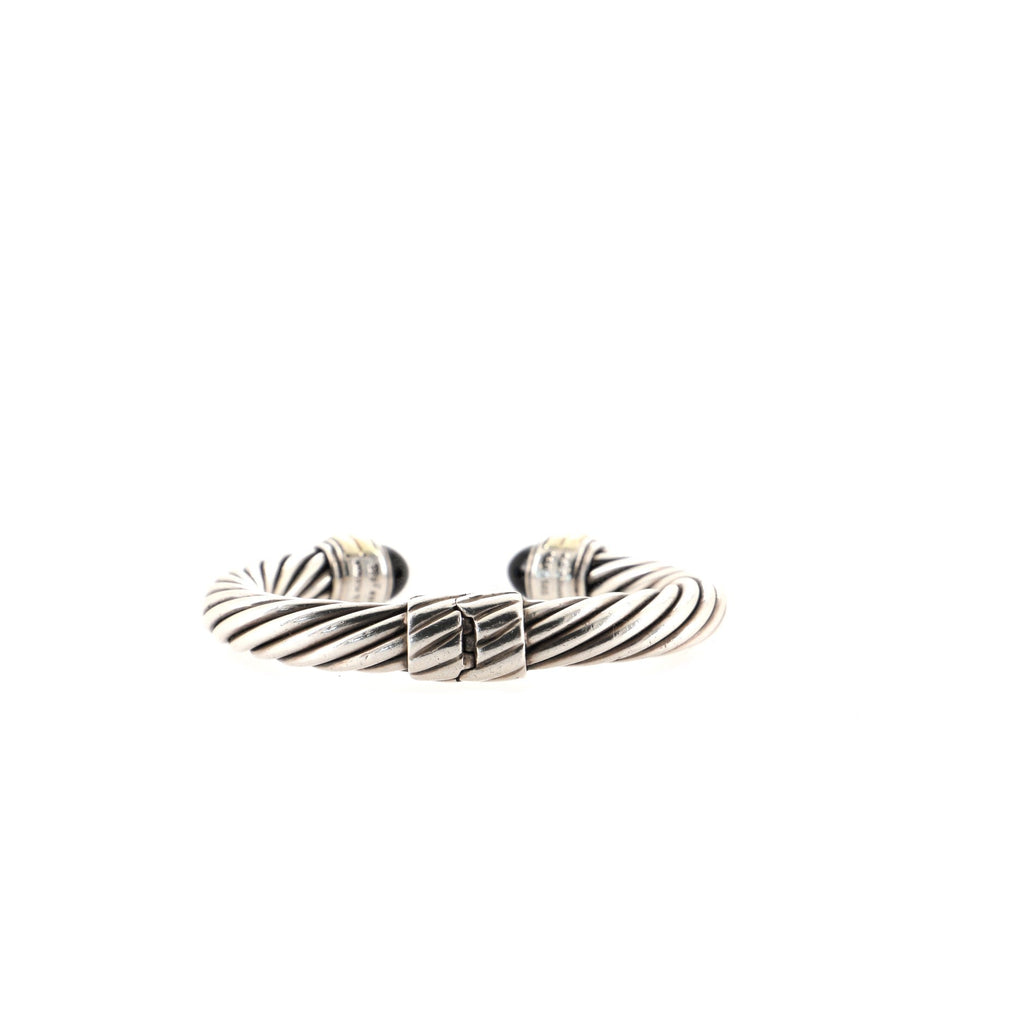 Cable Classic Bracelet Sterling Silver with 14K Yellow Gold and Black Onyx 10mm