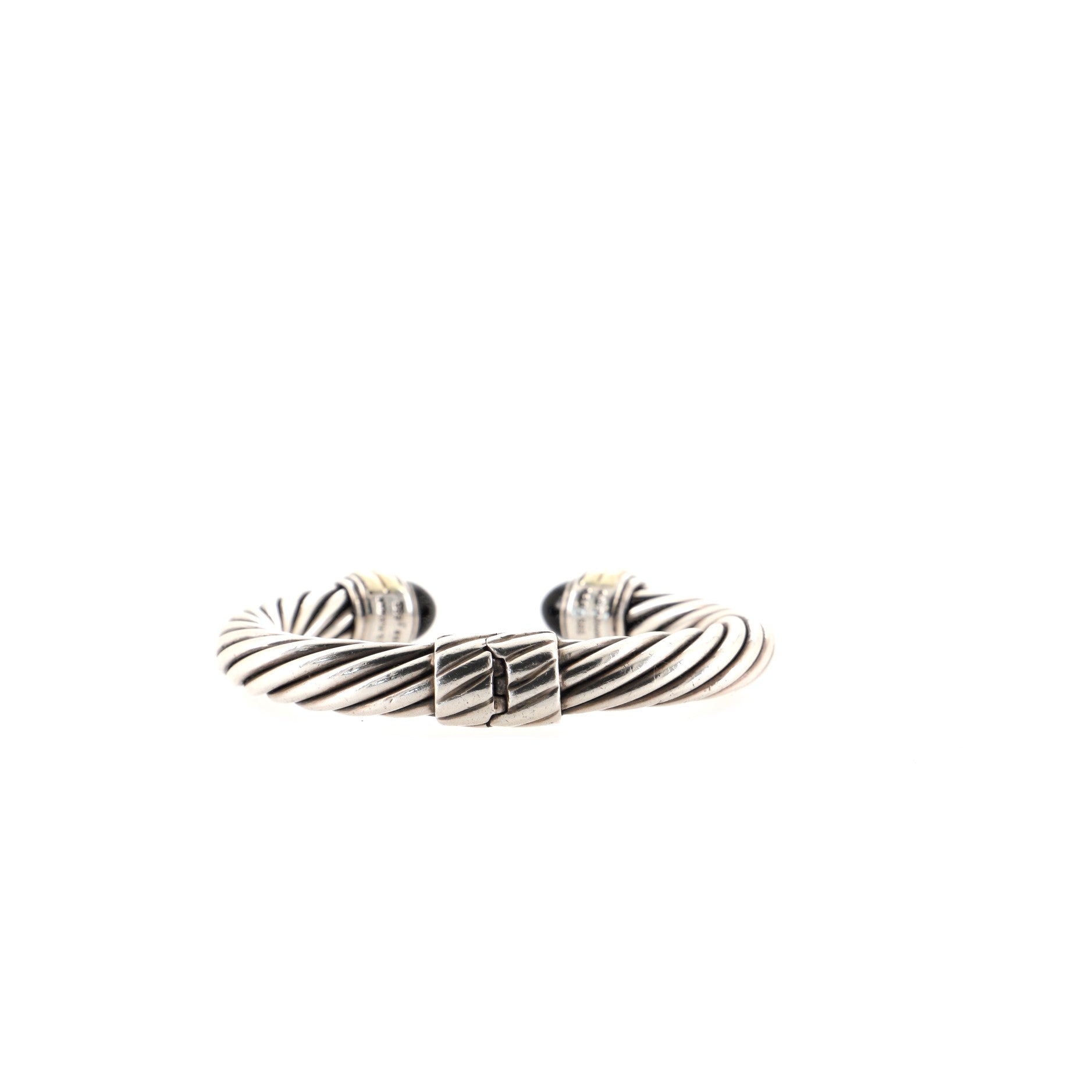 Cable Classic Bracelet Sterling Silver with 14K Yellow Gold and Black Onyx 10mm