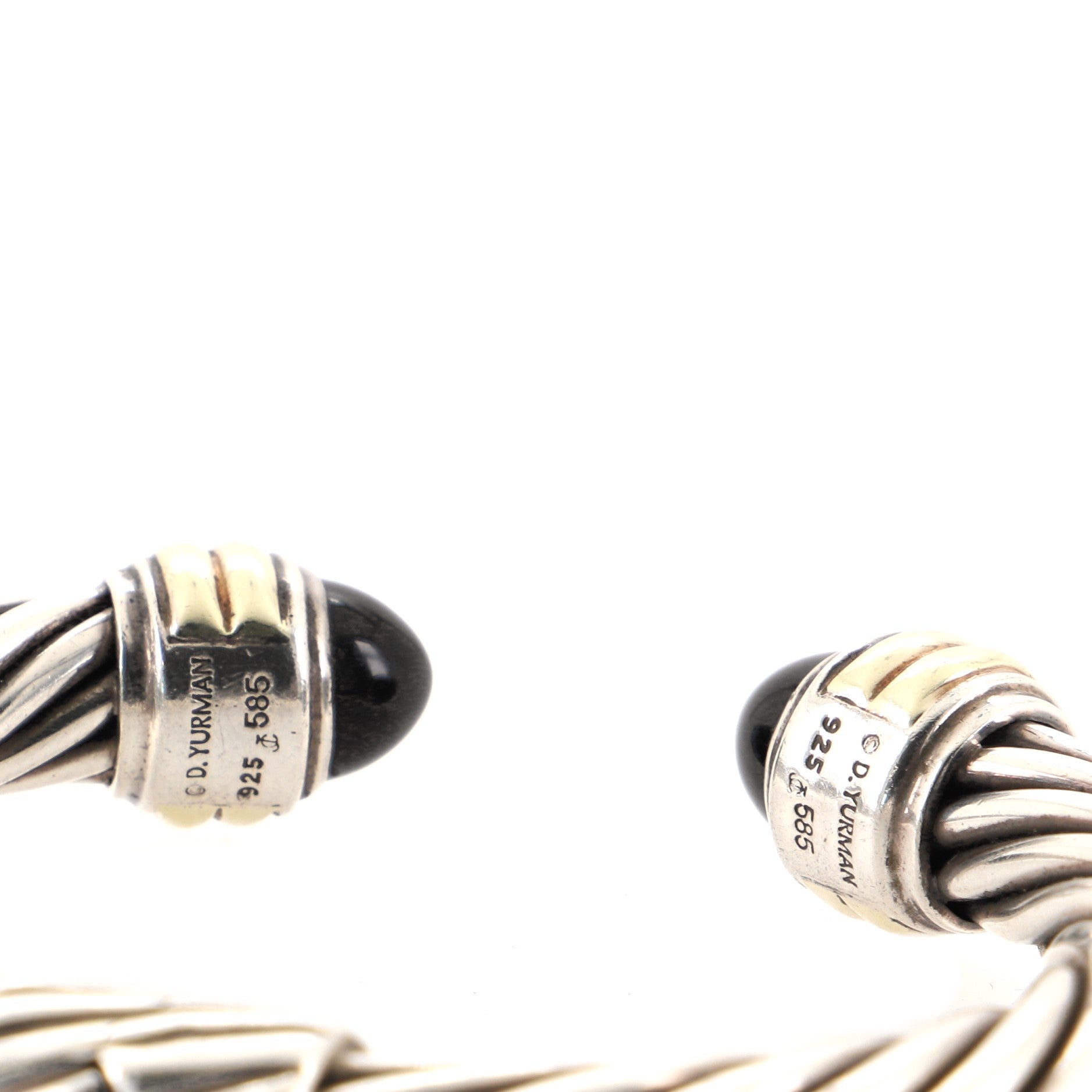 Cable Classic Bracelet Sterling Silver with 14K Yellow Gold and Black Onyx 10mm