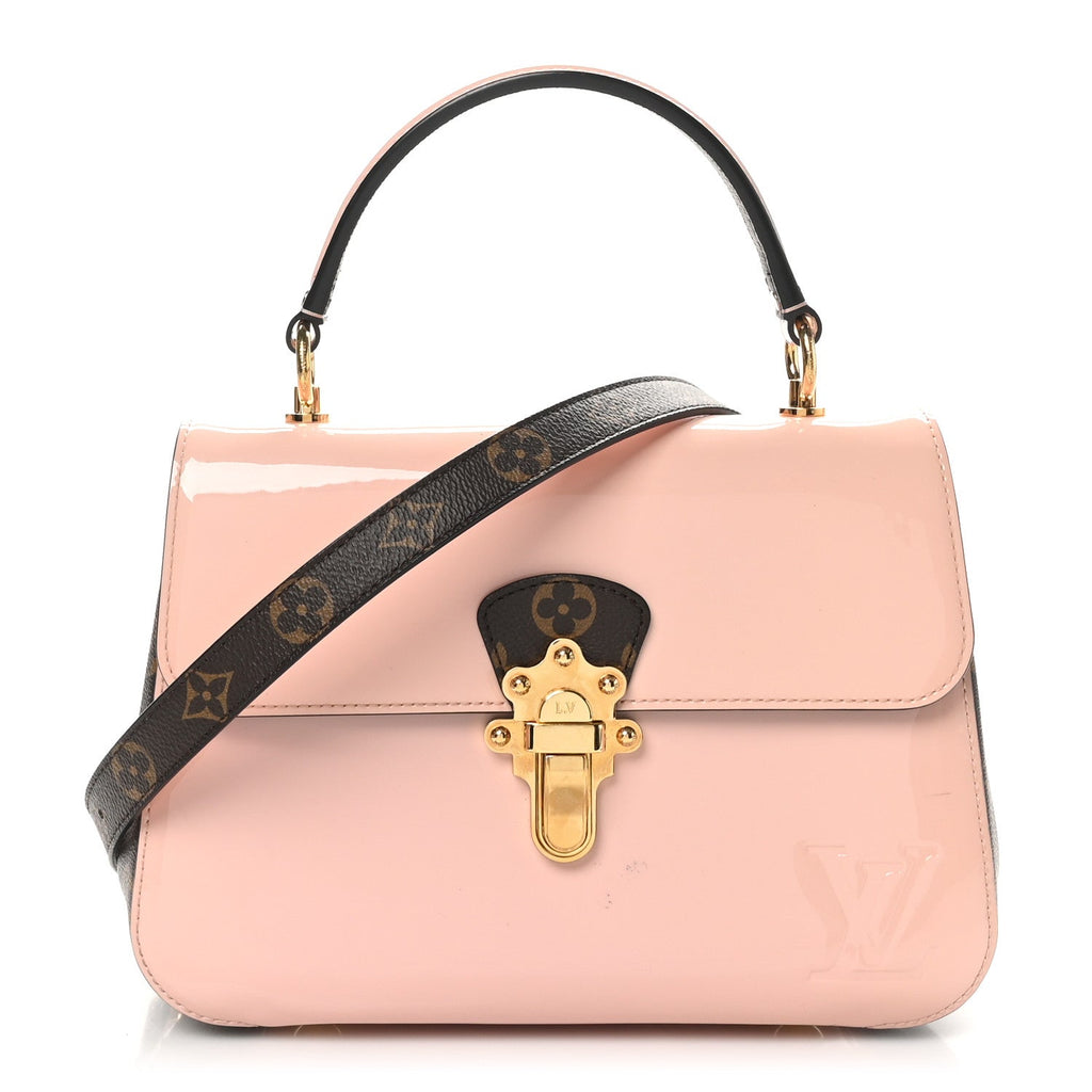 Patent Calfskin Monogram Cherrywood PM Rose Ballerine