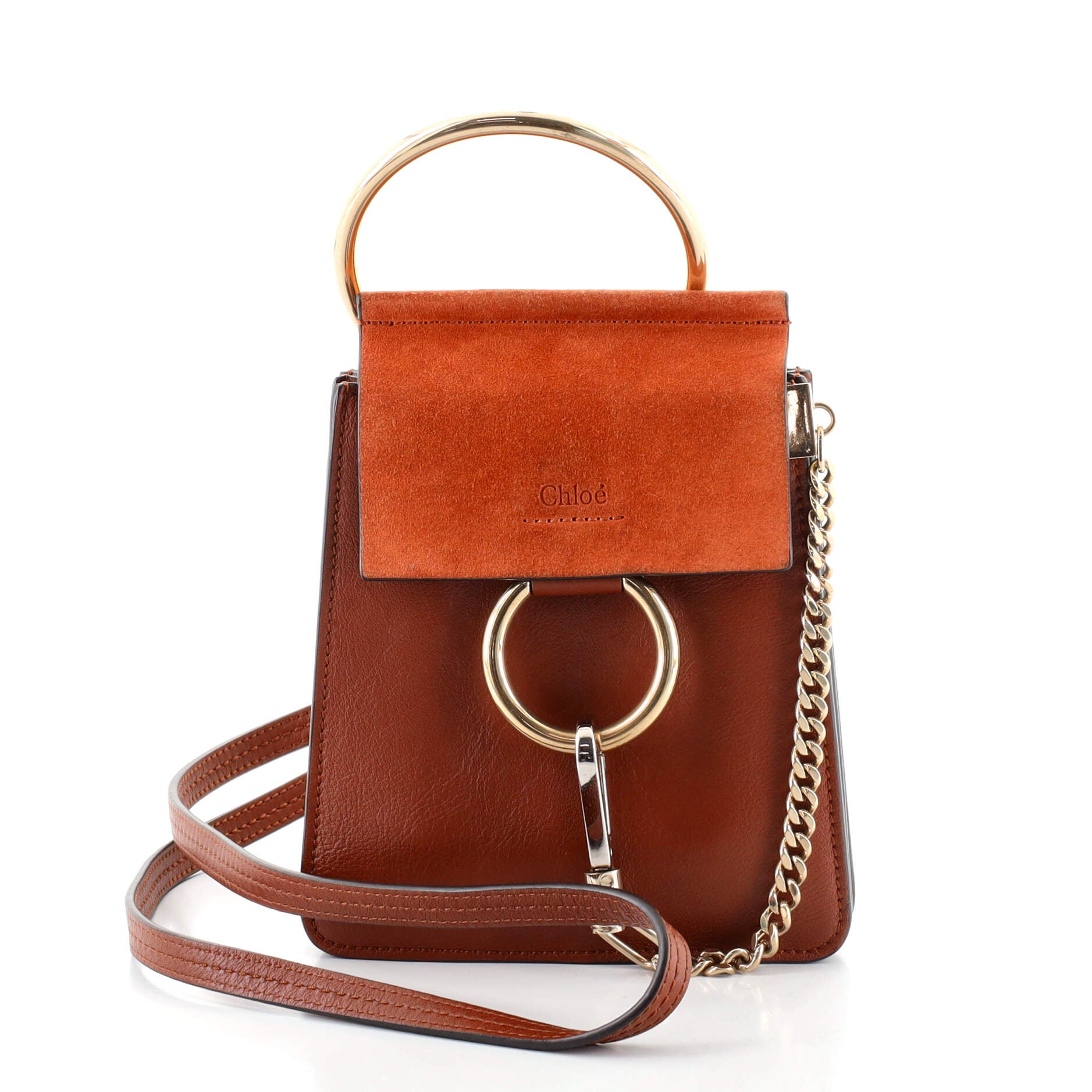 Faye Bracelet Crossbody Bag Leather and Suede Mini