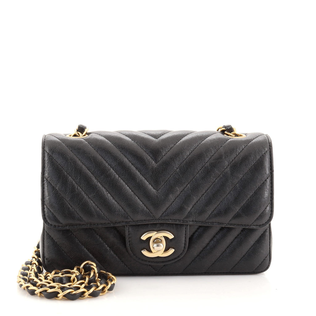 Classic Single Flap Bag Chevron Crumpled Iridescent Calfskin Mini