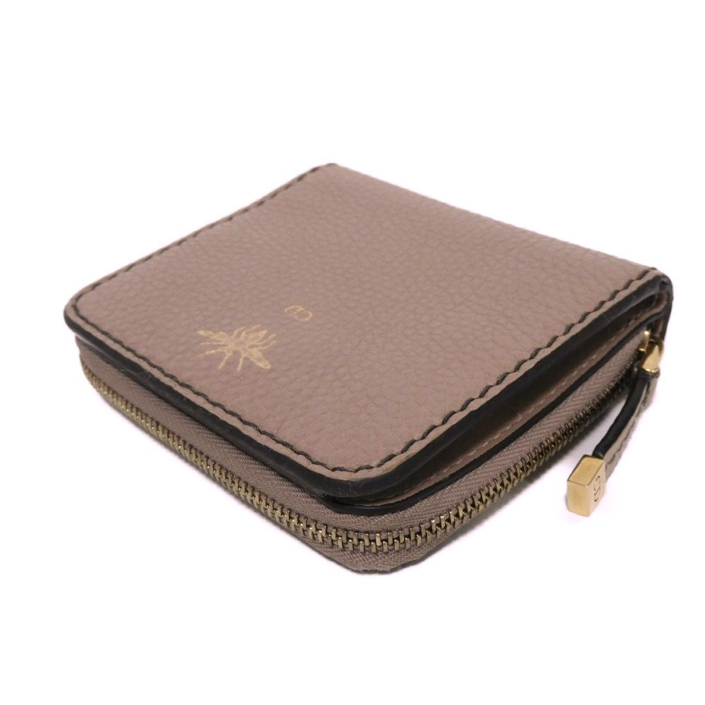 Dior Bee Compact Zip Wallet Grained Calfskin Wallet