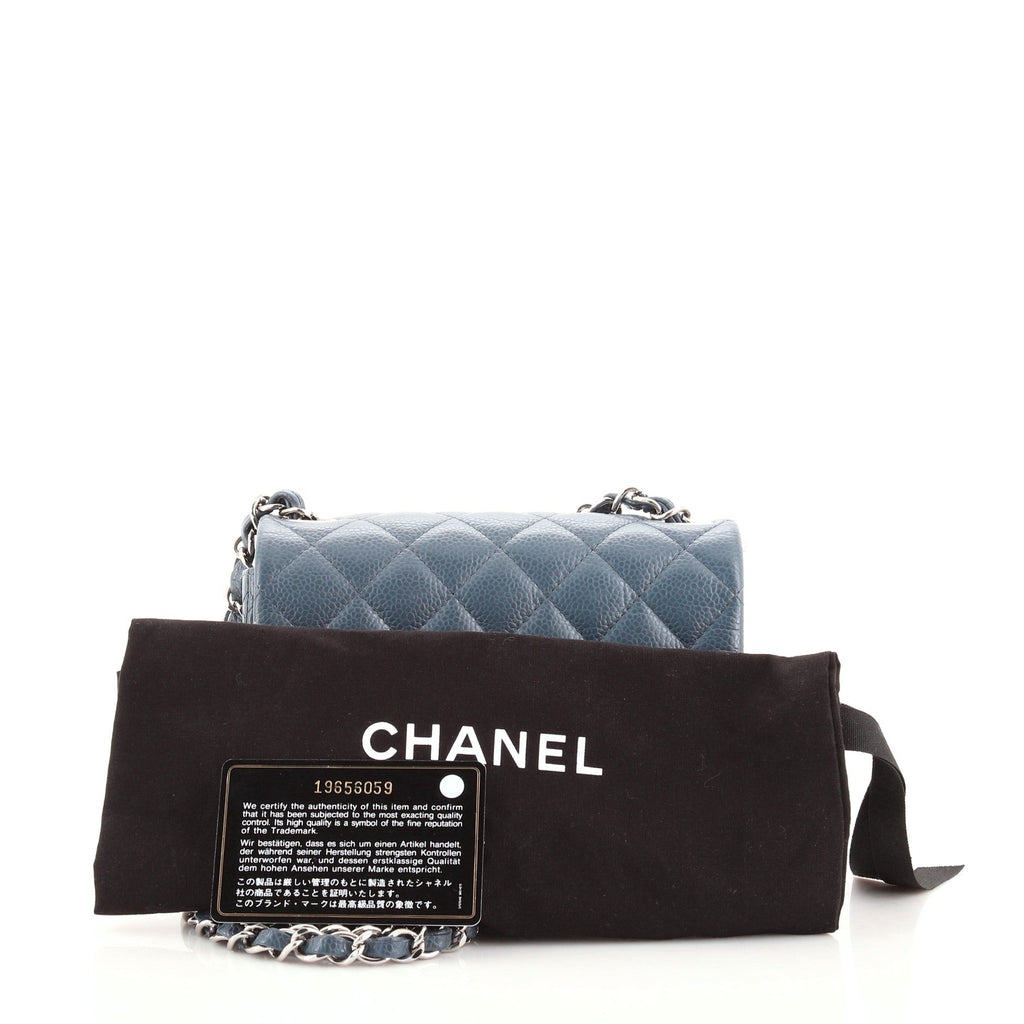 Square Classic Single Flap Bag Quilted Caviar Mini