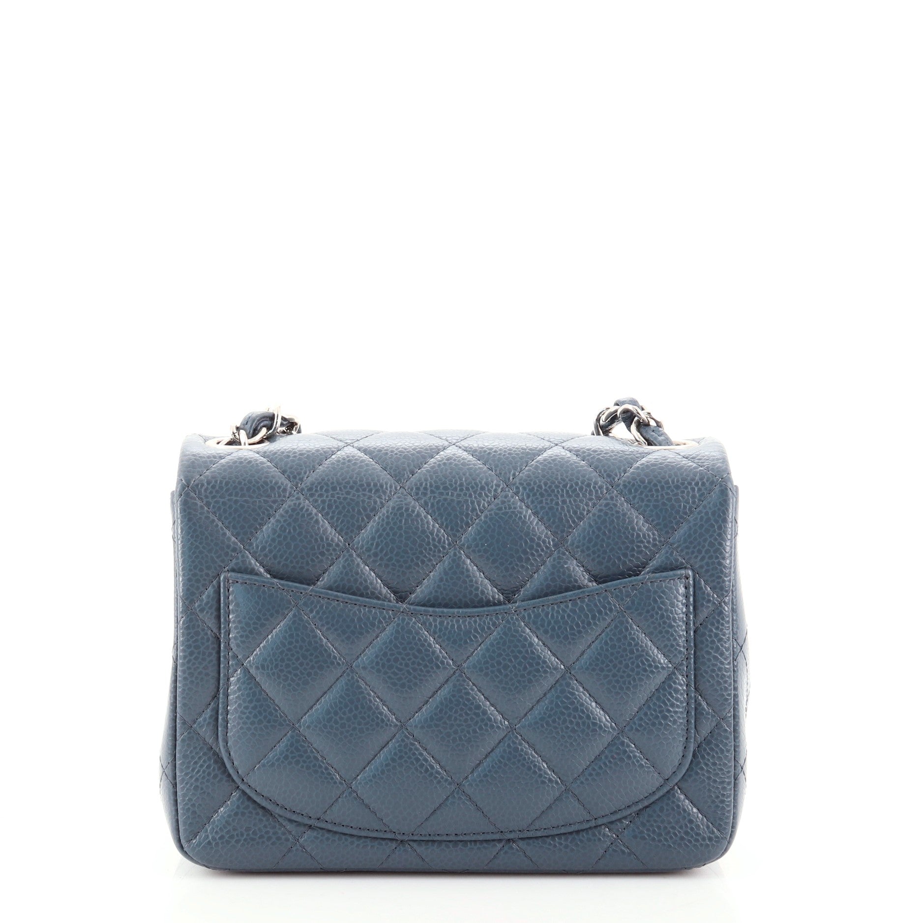 Square Classic Single Flap Bag Quilted Caviar Mini