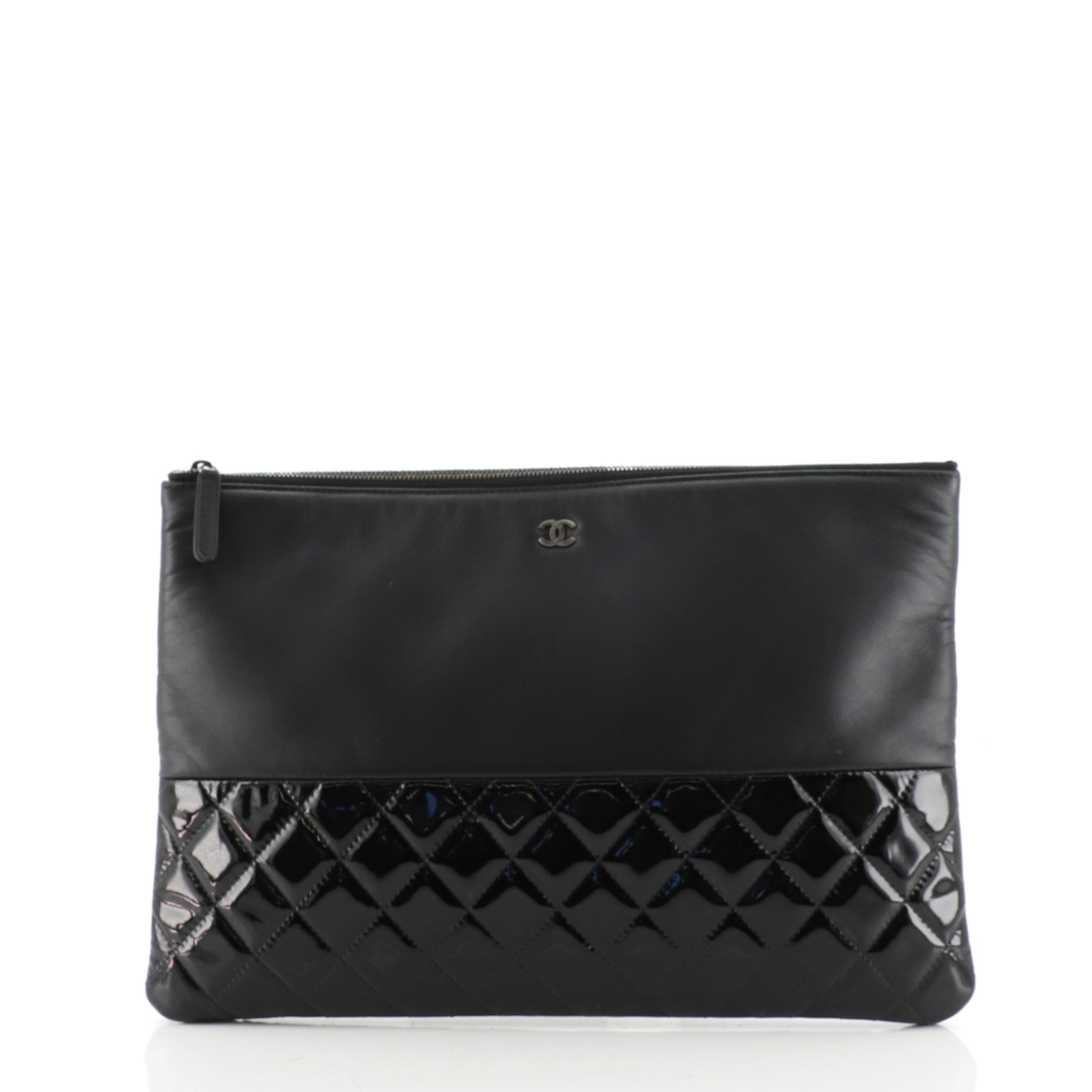 O Case Clutch Lambskin and Quilted Patent Large