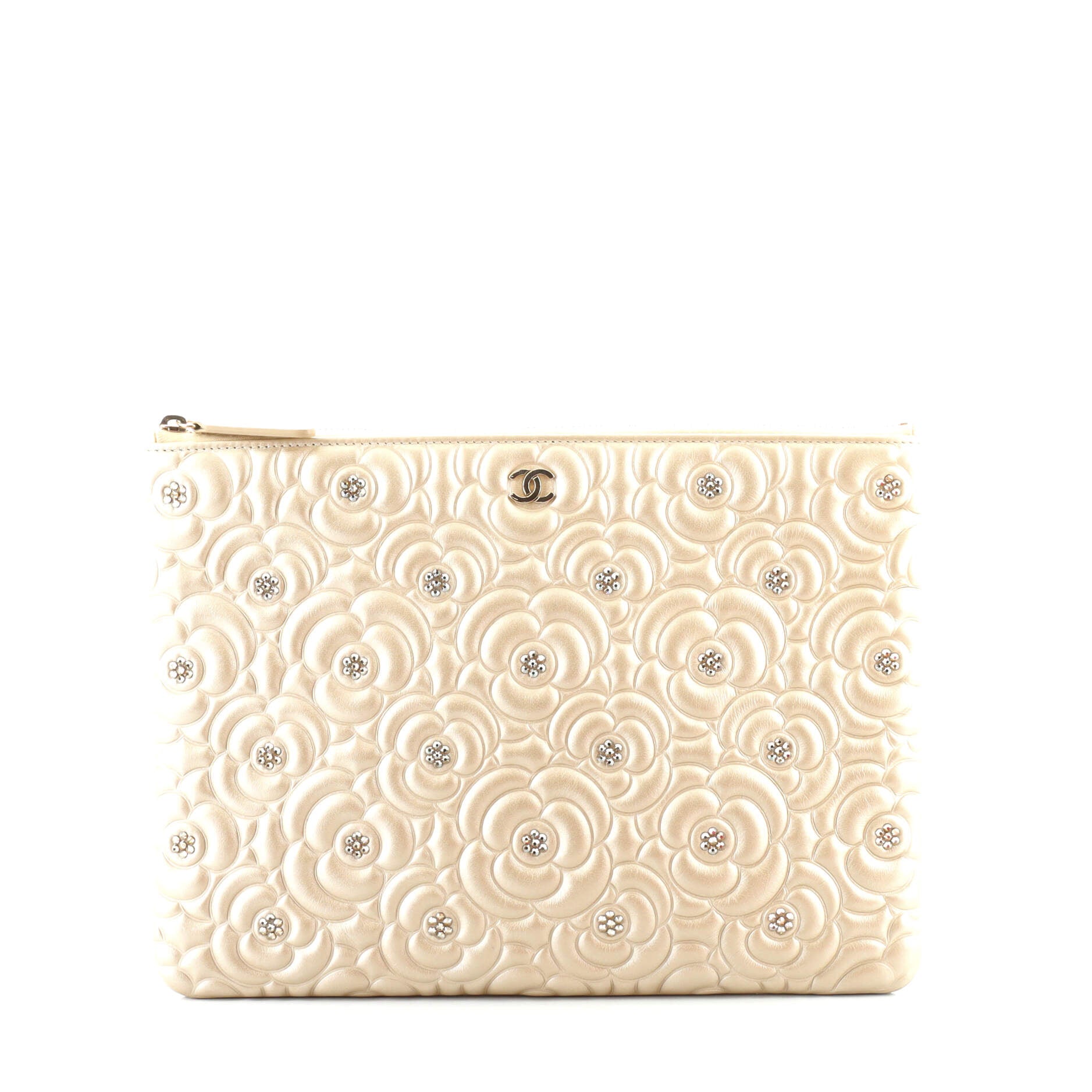 O Case Clutch Studded Camellia Lambskin Medium