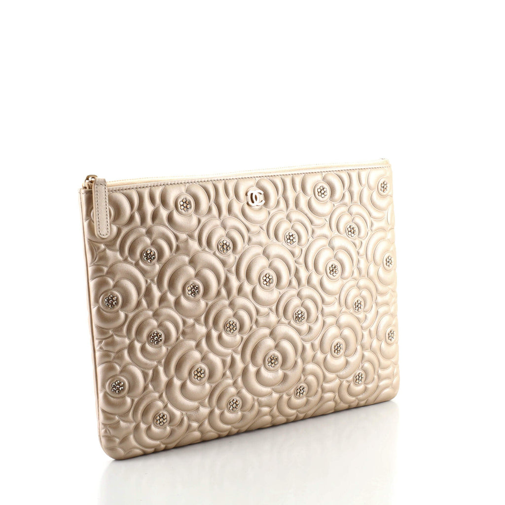 O Case Clutch Studded Camellia Lambskin Medium