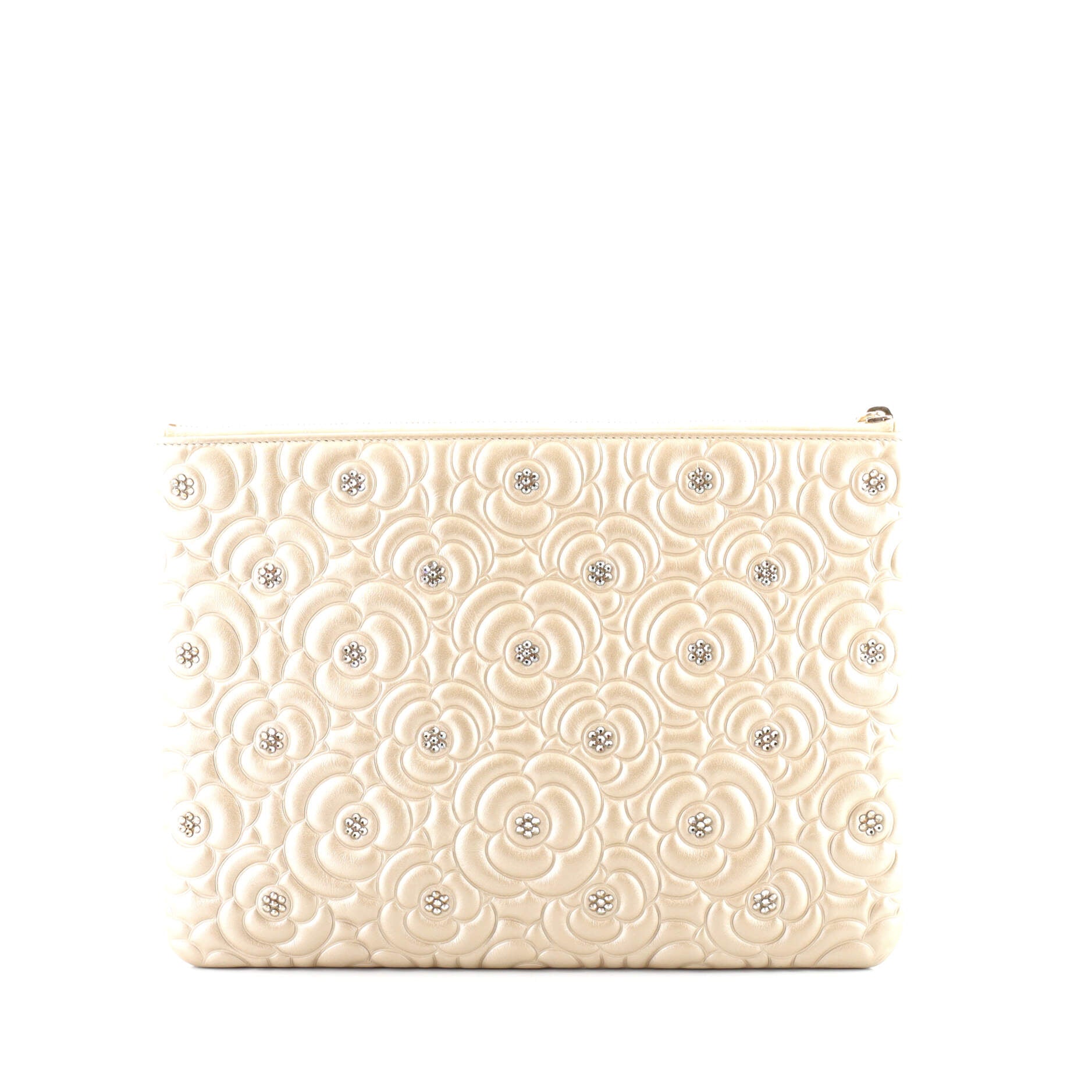 O Case Clutch Studded Camellia Lambskin Medium