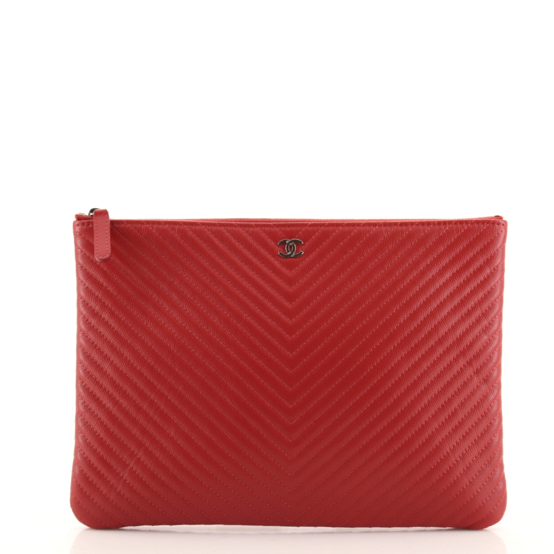 O Case Clutch Chevron Caviar Medium