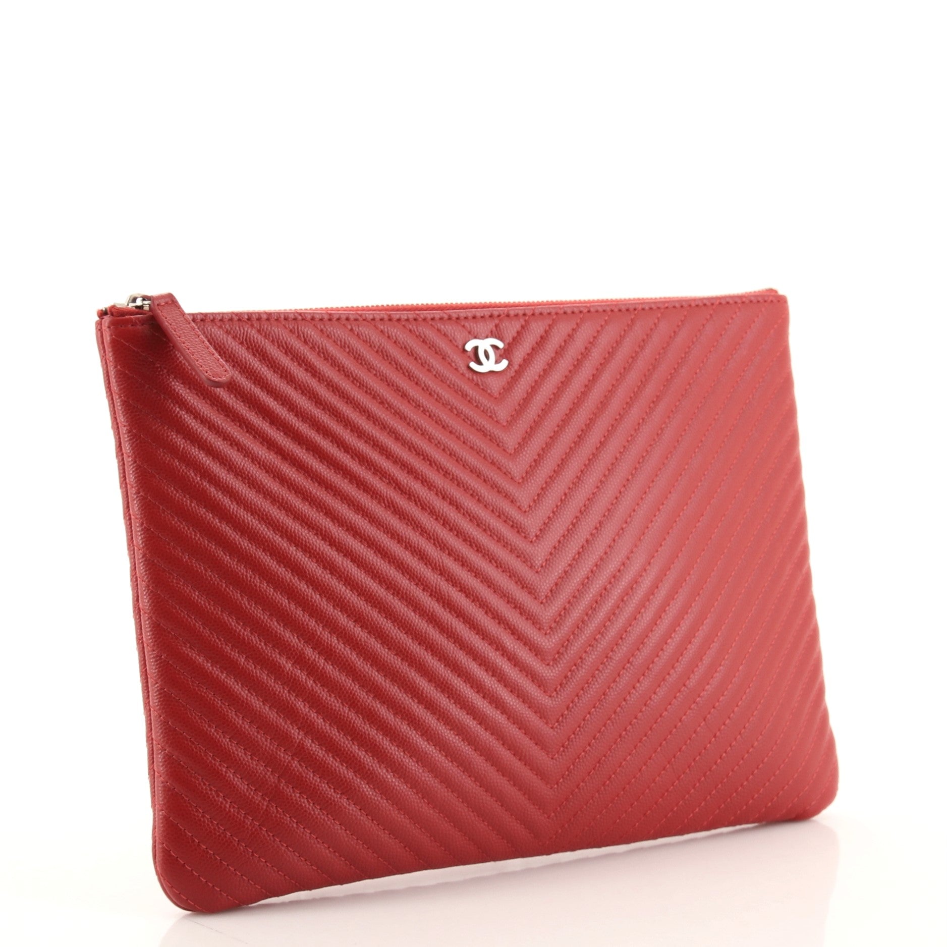 O Case Clutch Chevron Caviar Medium