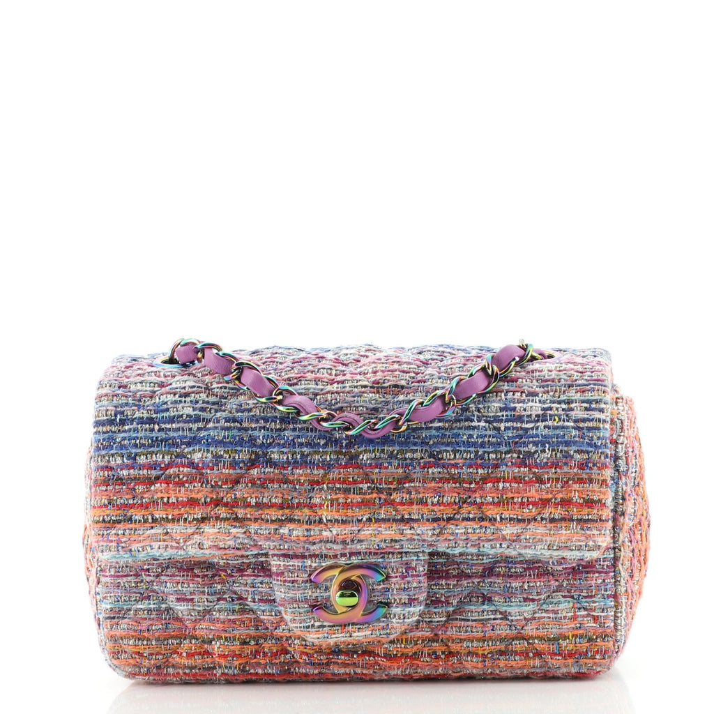 Classic Single Flap Bag Quilted Iridescent Tweed Mini