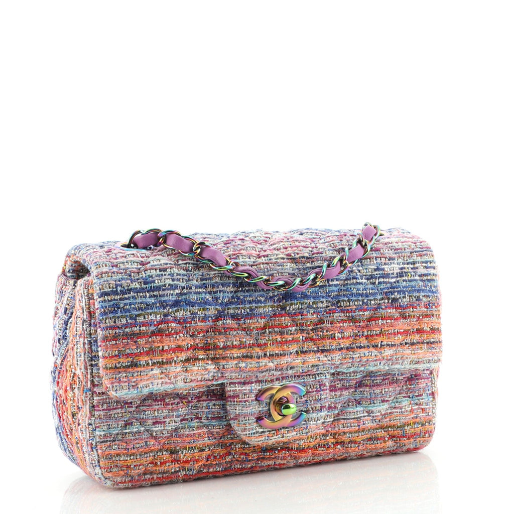 Classic Single Flap Bag Quilted Iridescent Tweed Mini