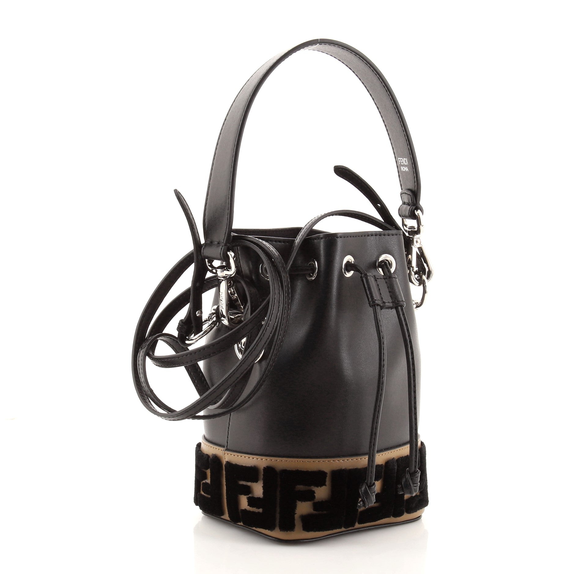 Mon Tresor Bucket Bag Leather with Logo Shearling Mini