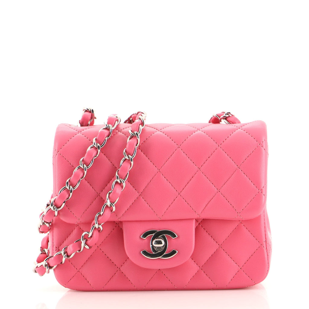 Square Classic Single Flap Bag Quilted Lambskin Mini