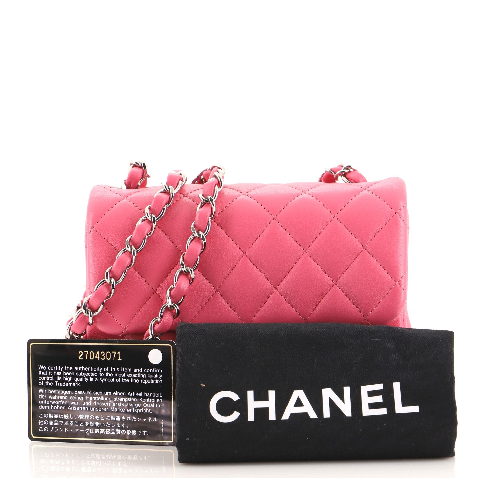 Square Classic Single Flap Bag Quilted Lambskin Mini