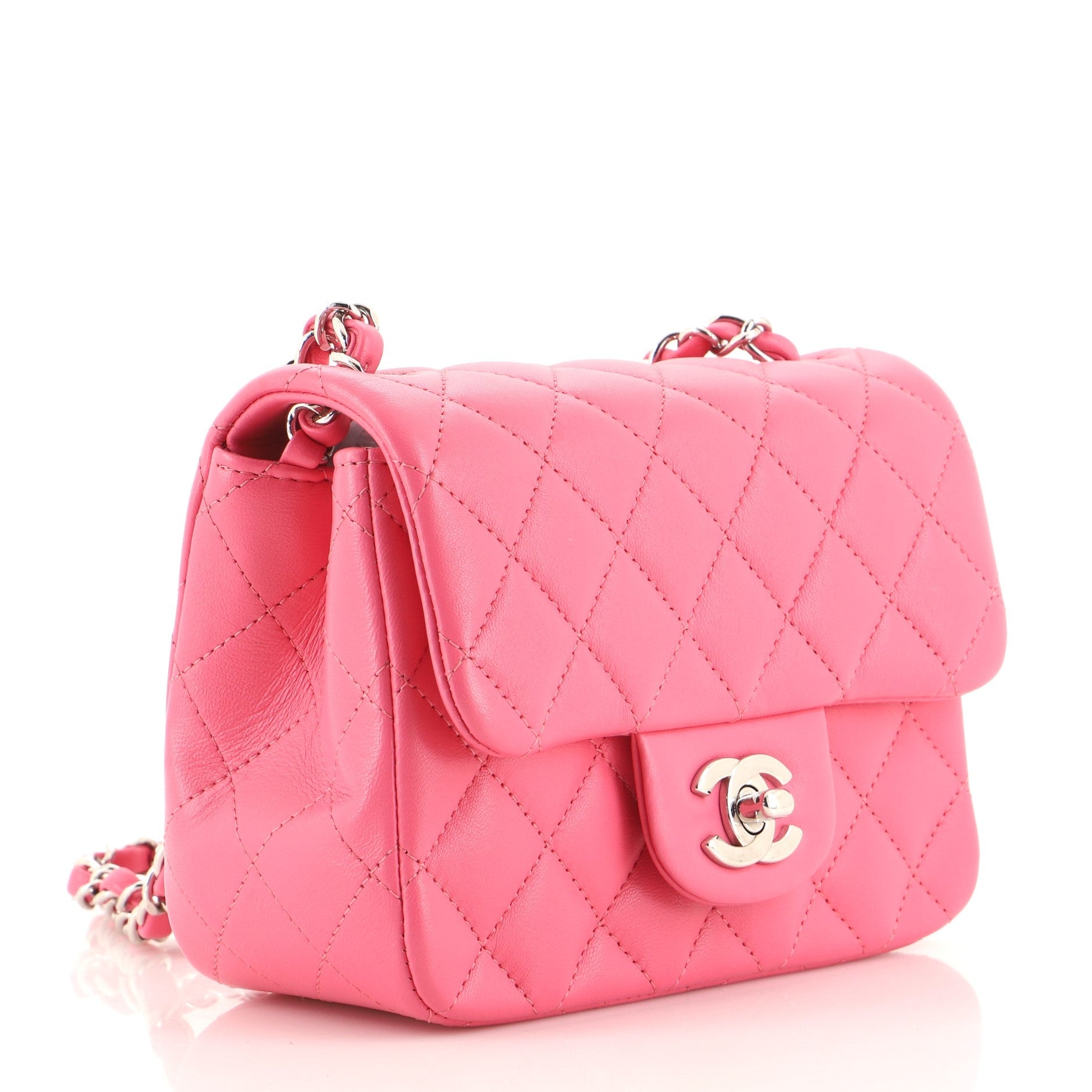 Square Classic Single Flap Bag Quilted Lambskin Mini