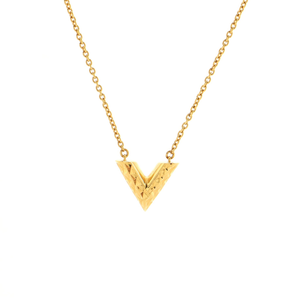 Essential V Guilloche Necklace Metal