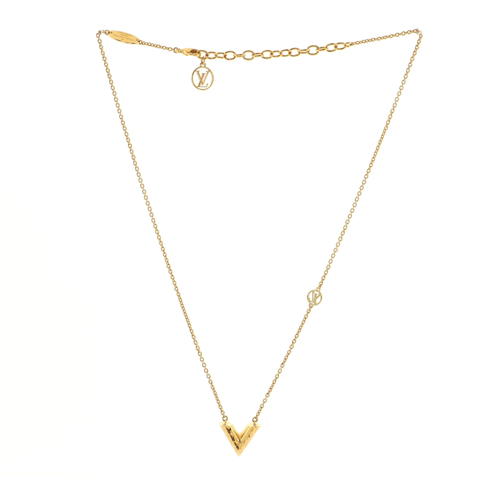 Essential V Guilloche Necklace Metal