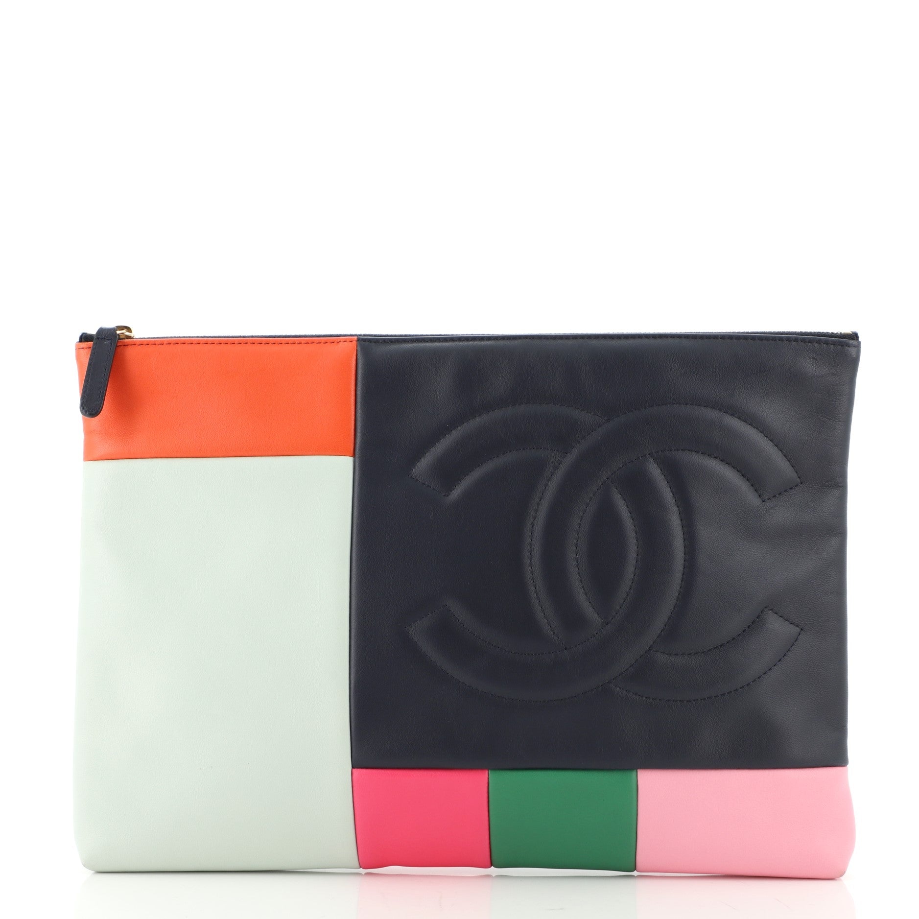 O Case Clutch Colorblock Leather Large