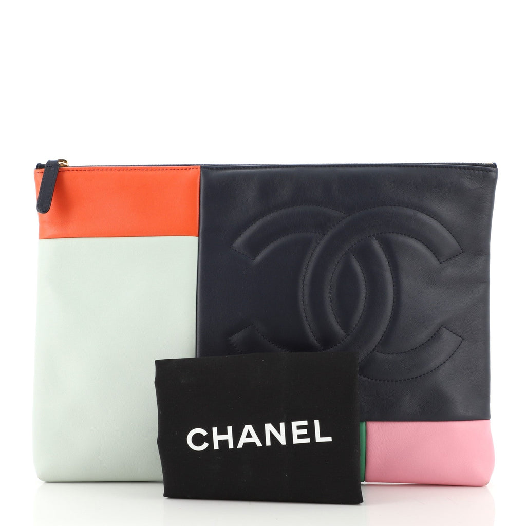 O Case Clutch Colorblock Leather Large