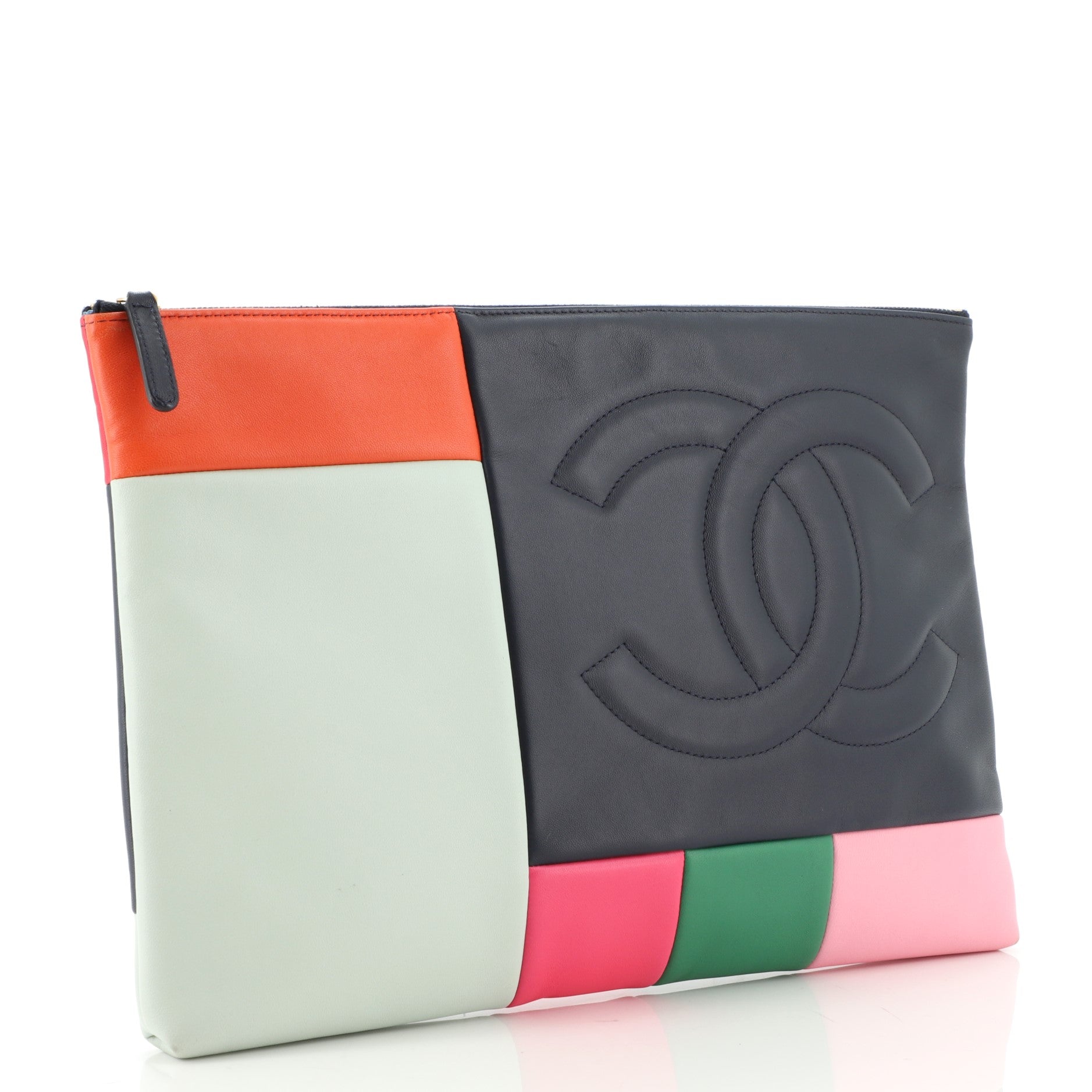 O Case Clutch Colorblock Leather Large