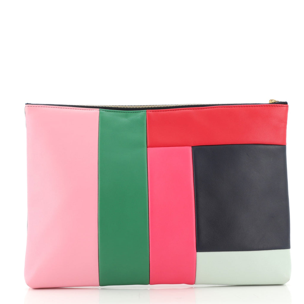 O Case Clutch Colorblock Leather Large