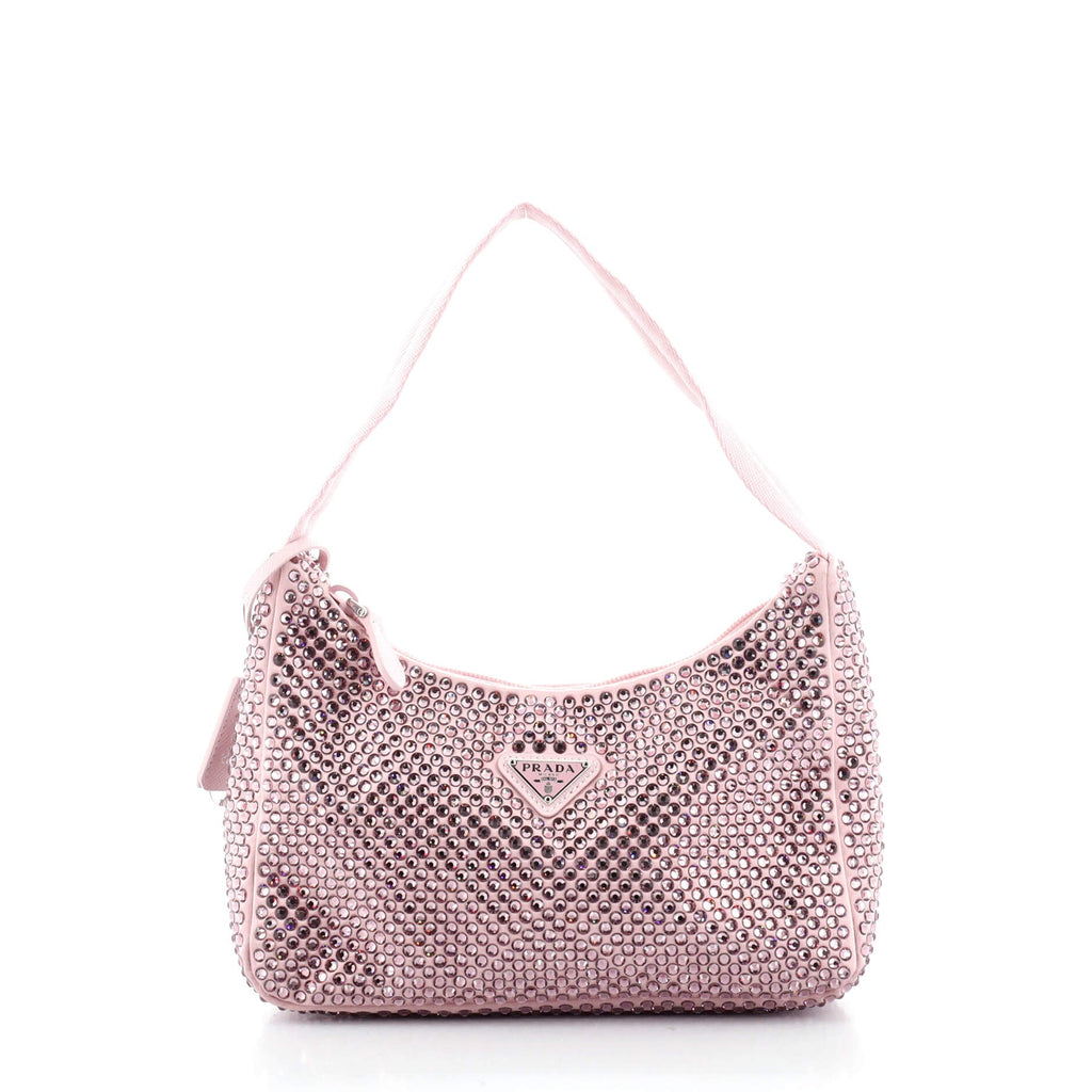 Re-Edition 2000 Hobo Crystal Embellished Satin Mini
