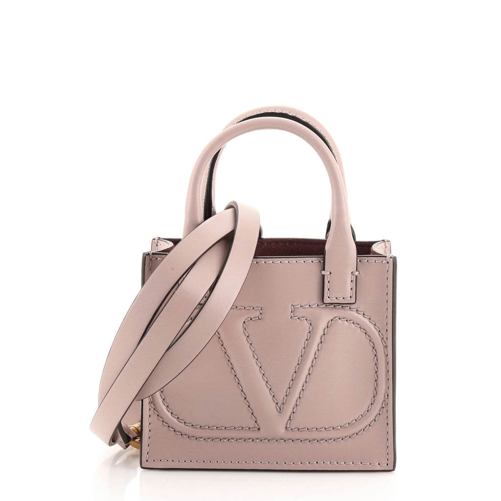 VLogo Signature Pouch Tote Leather Mini