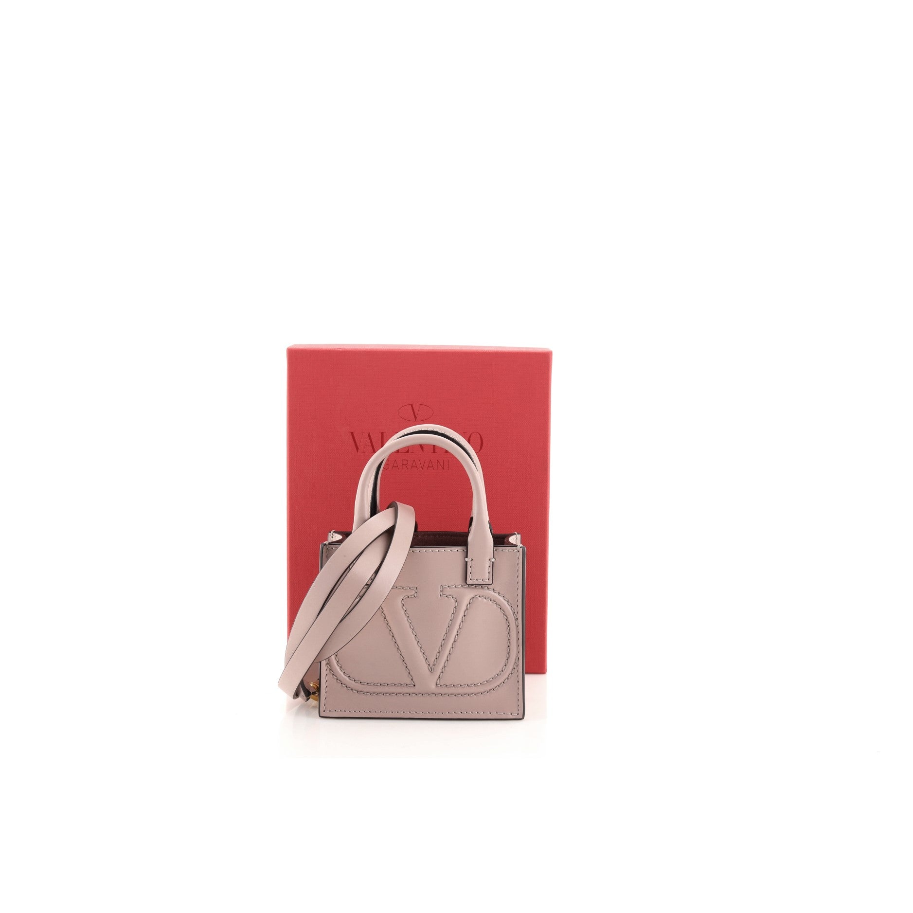 VLogo Signature Pouch Tote Leather Mini