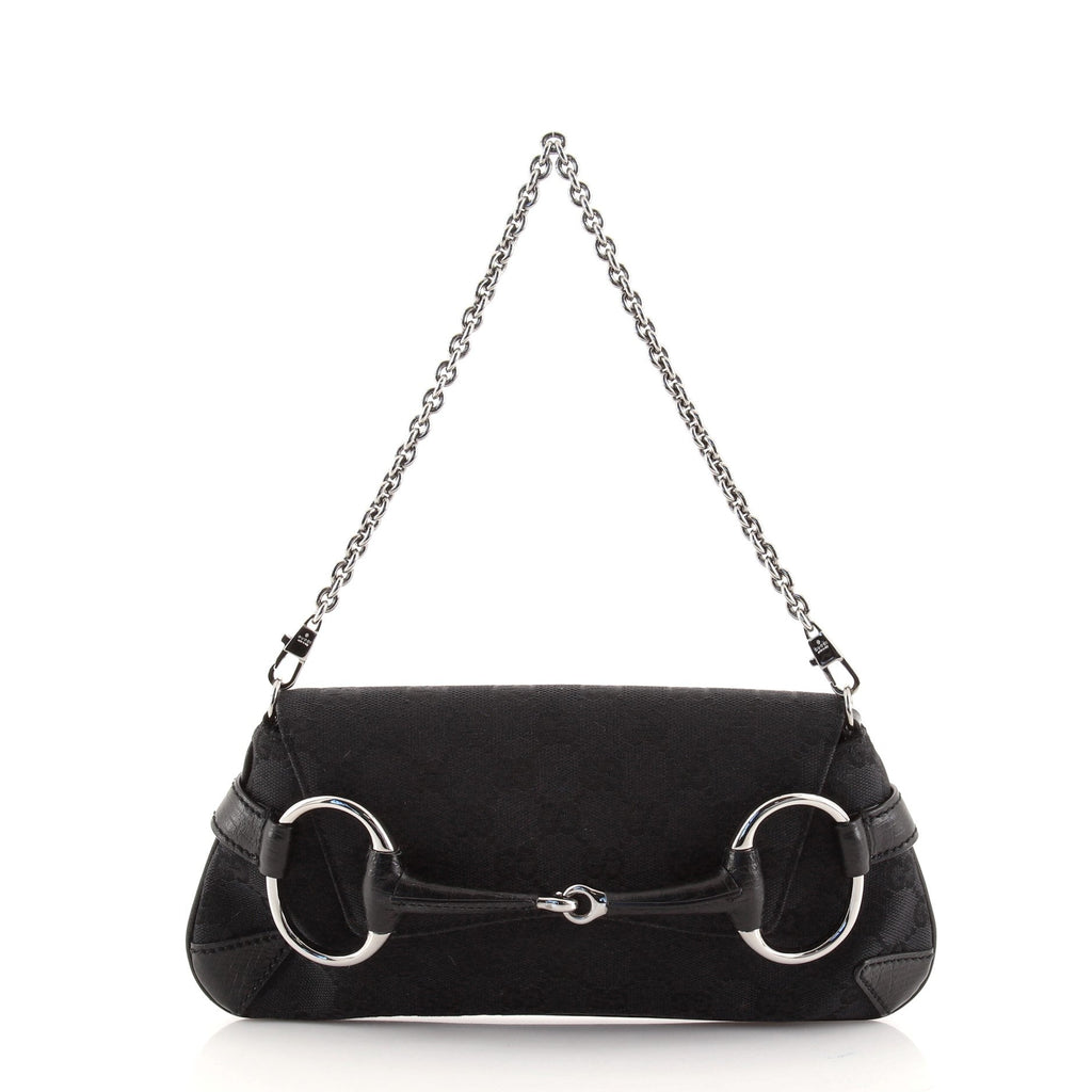 Horsebit Chain Clutch GG Canvas with Leather Medium