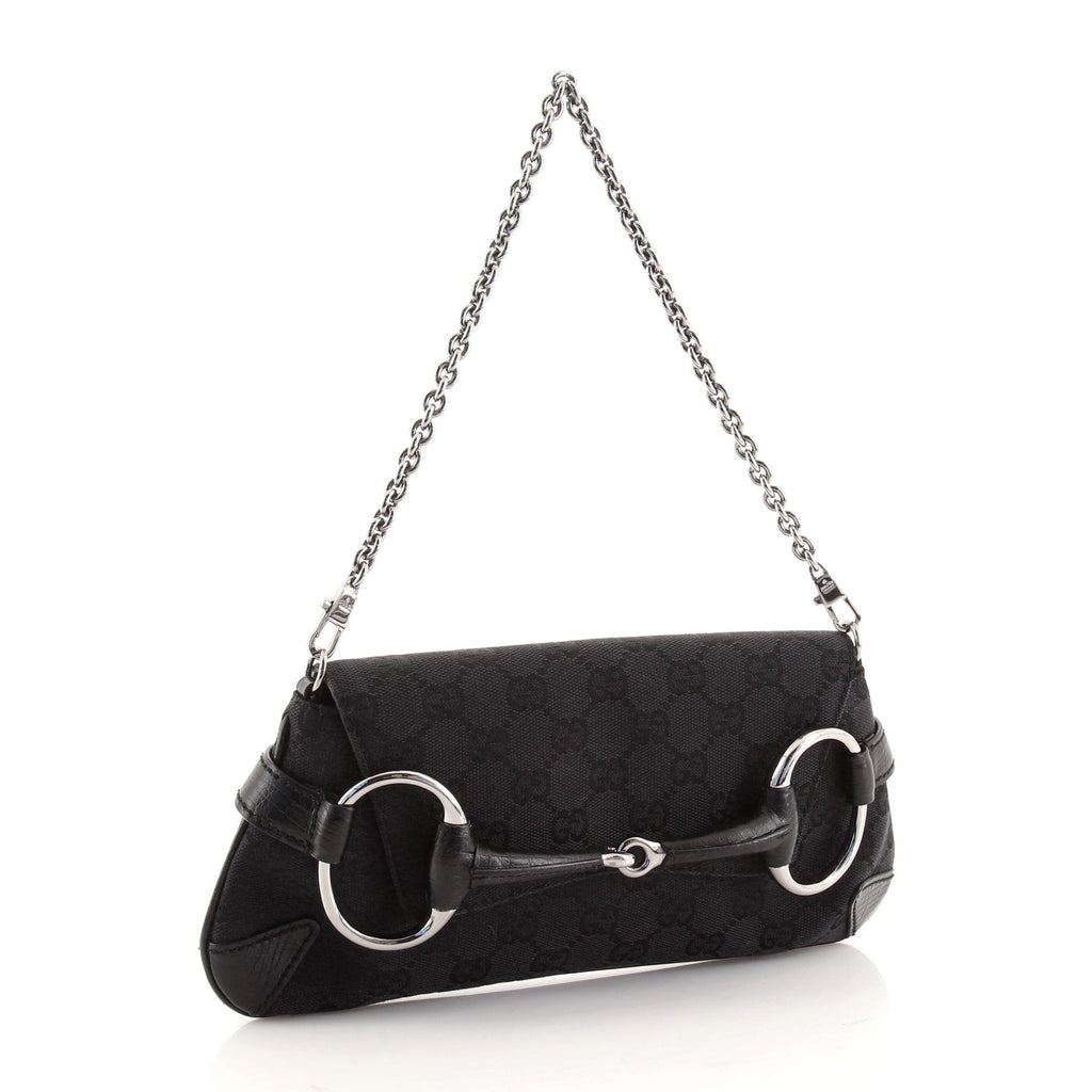 Horsebit Chain Clutch GG Canvas with Leather Medium