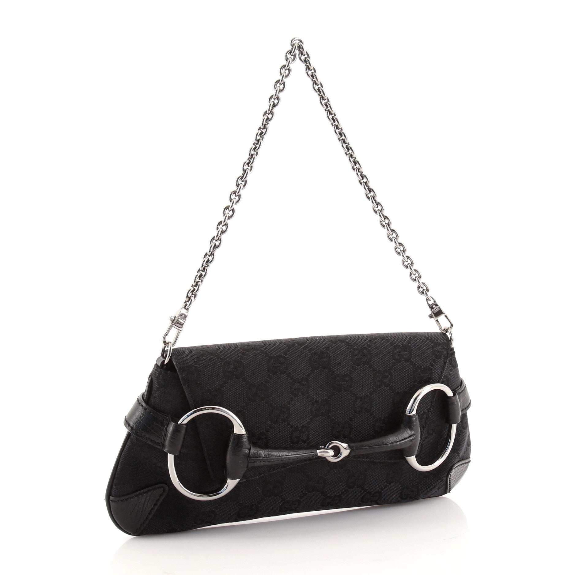 Horsebit Chain Clutch GG Canvas with Leather Medium