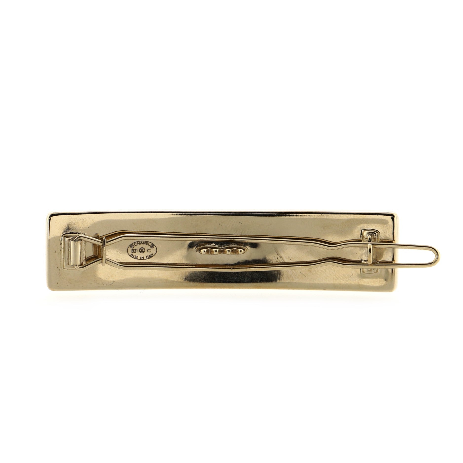 Logo Hair Barrette Crystal Embellished Metal XS