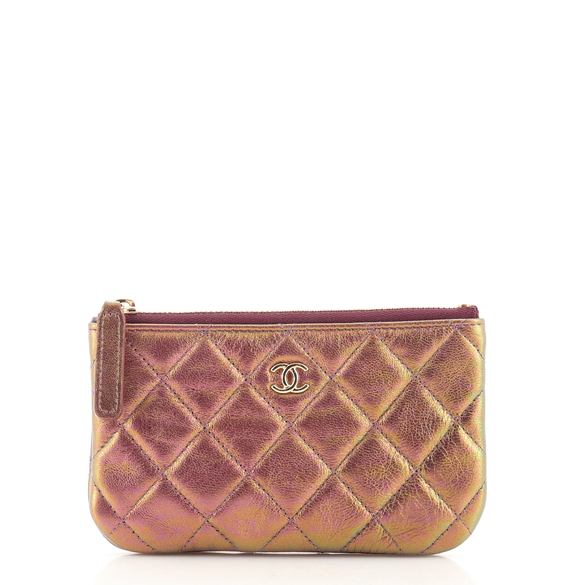 Classic O Case Pouch Quilted Iridescent Calfskin Mini