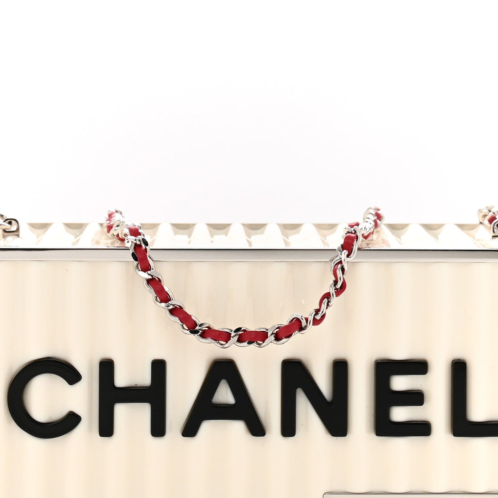 Resin Enamel CC Shopping Container Minaudiere Clutch  Black White Red