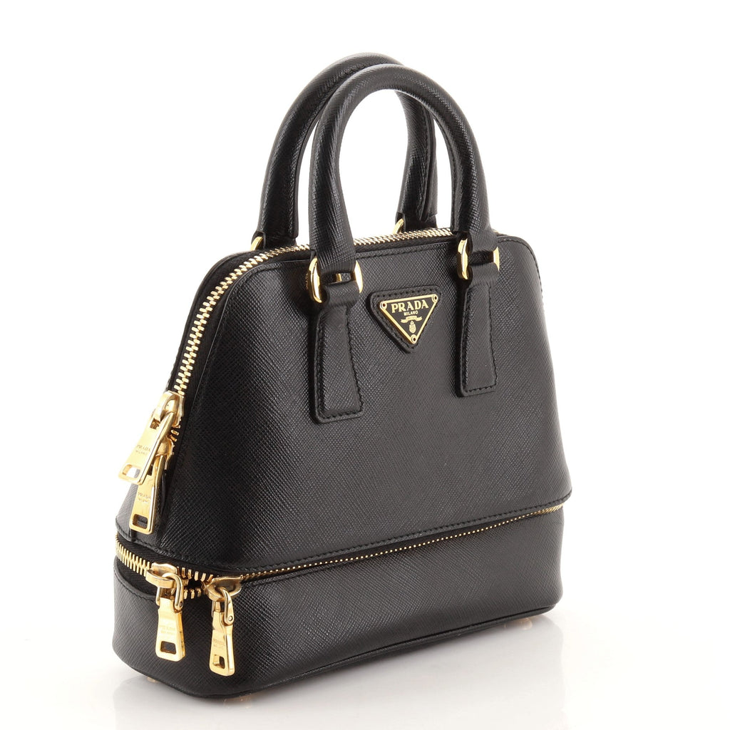 Expandable Convertible Satchel Vernice Saffiano Leather Mini