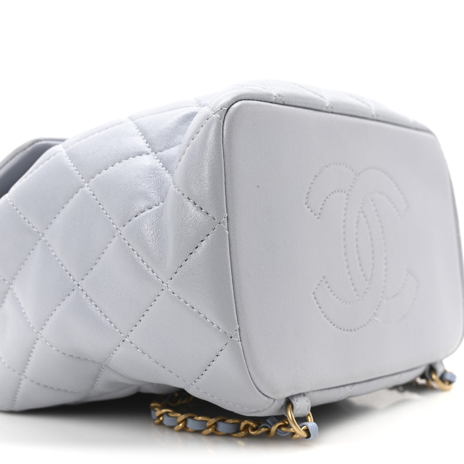 Lambskin Quilted Braided CC Backpack Light Grey