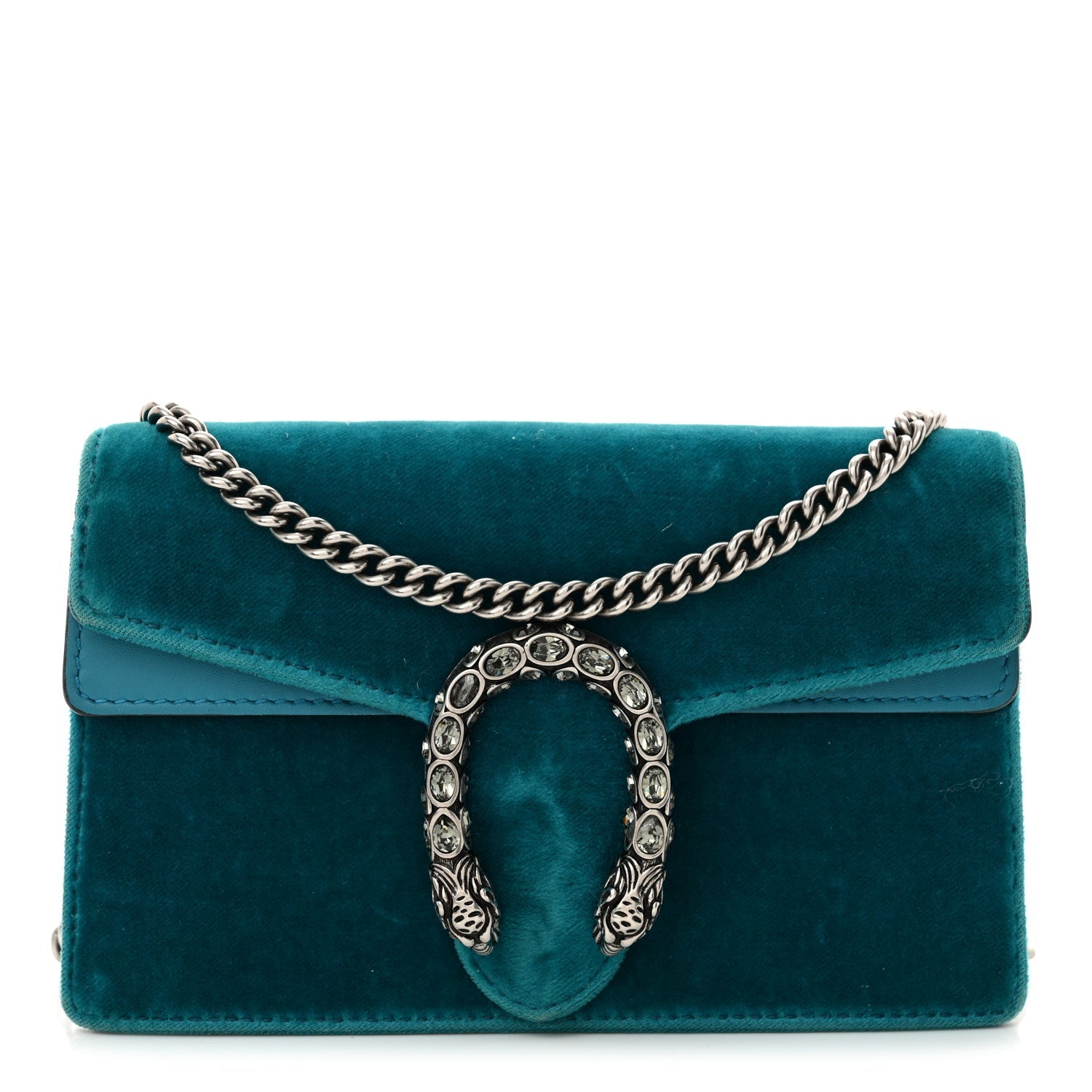 Velvet Super Mini Dionysus Shoulder Bag Pavone Cyan