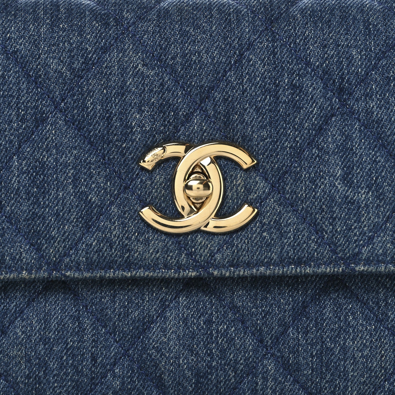 Denim Quilted Small Trendy CC Flap Dual Handle Bag Blue