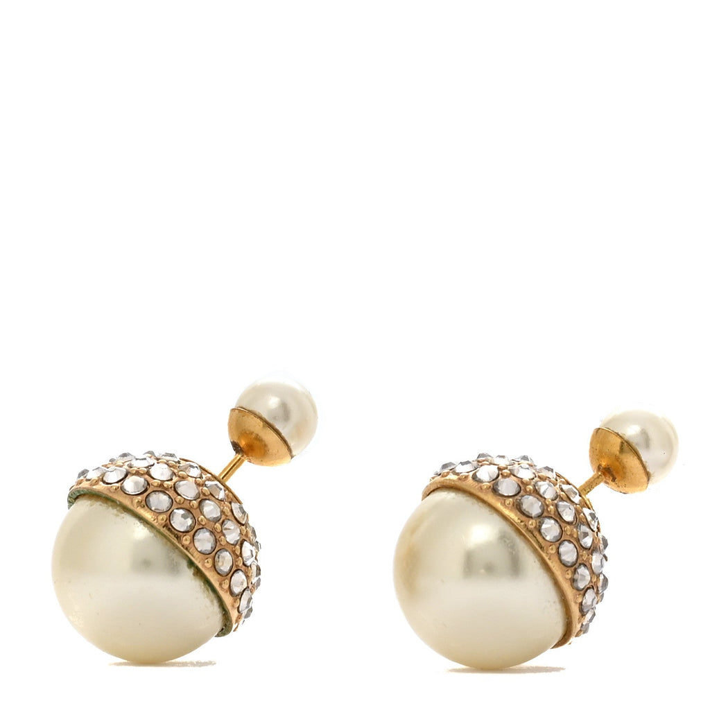Crystal Pearl Dior Tribales Earrings Gold