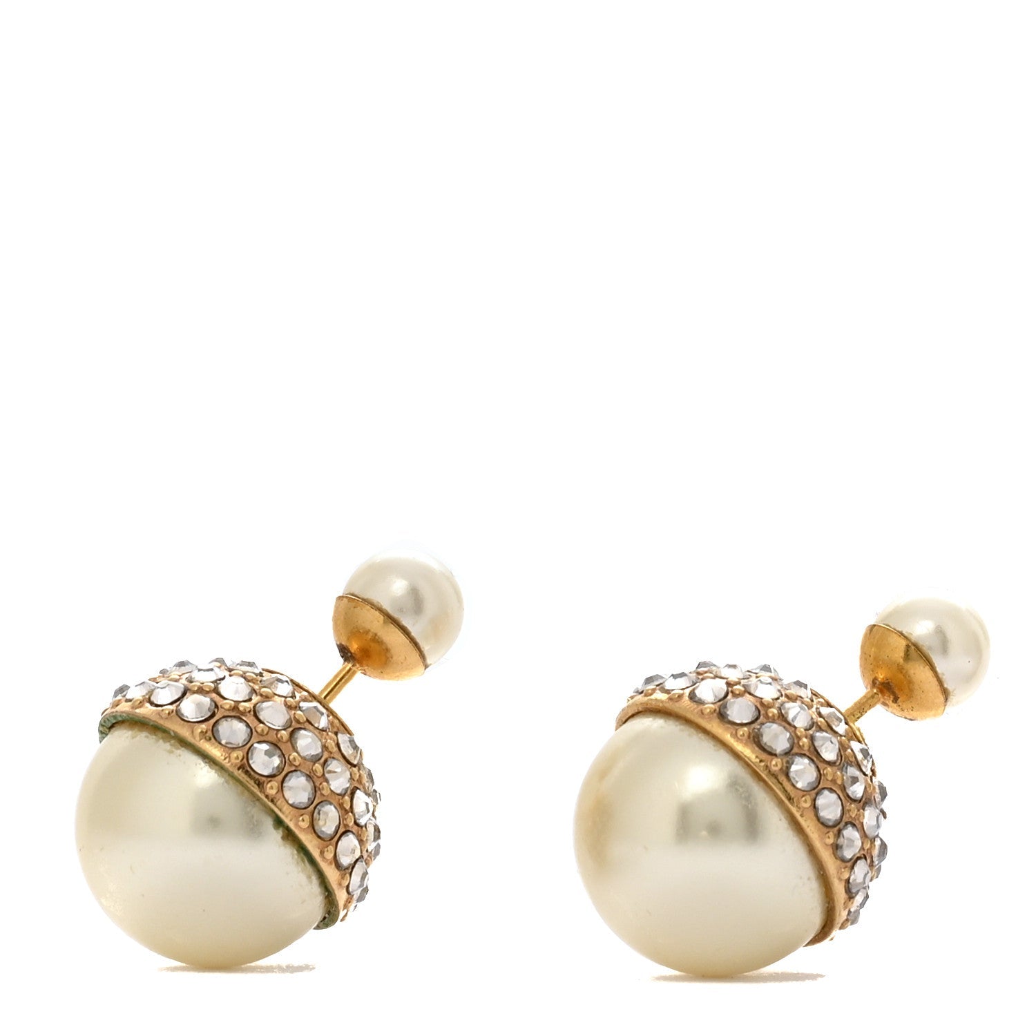 Crystal Pearl Dior Tribales Earrings Gold