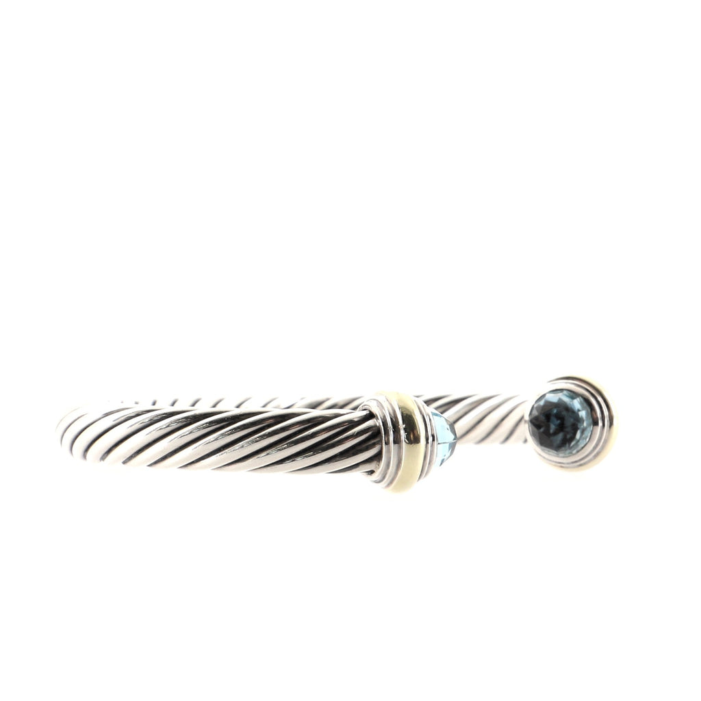 Cable Classic Bracelet Sterling Silver with 14K Yellow Gold and Topaz 7mm