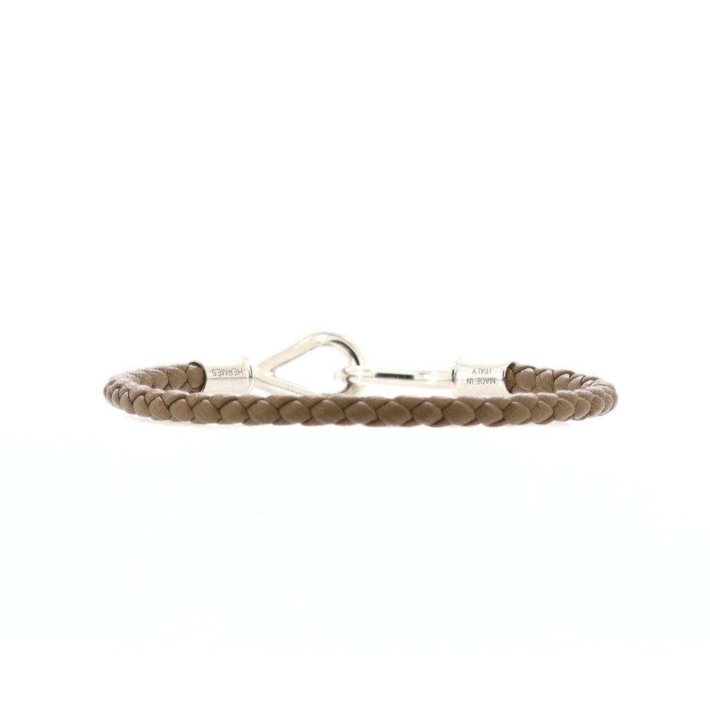 Jumbo Hook Bracelet Braided Leather and Metal