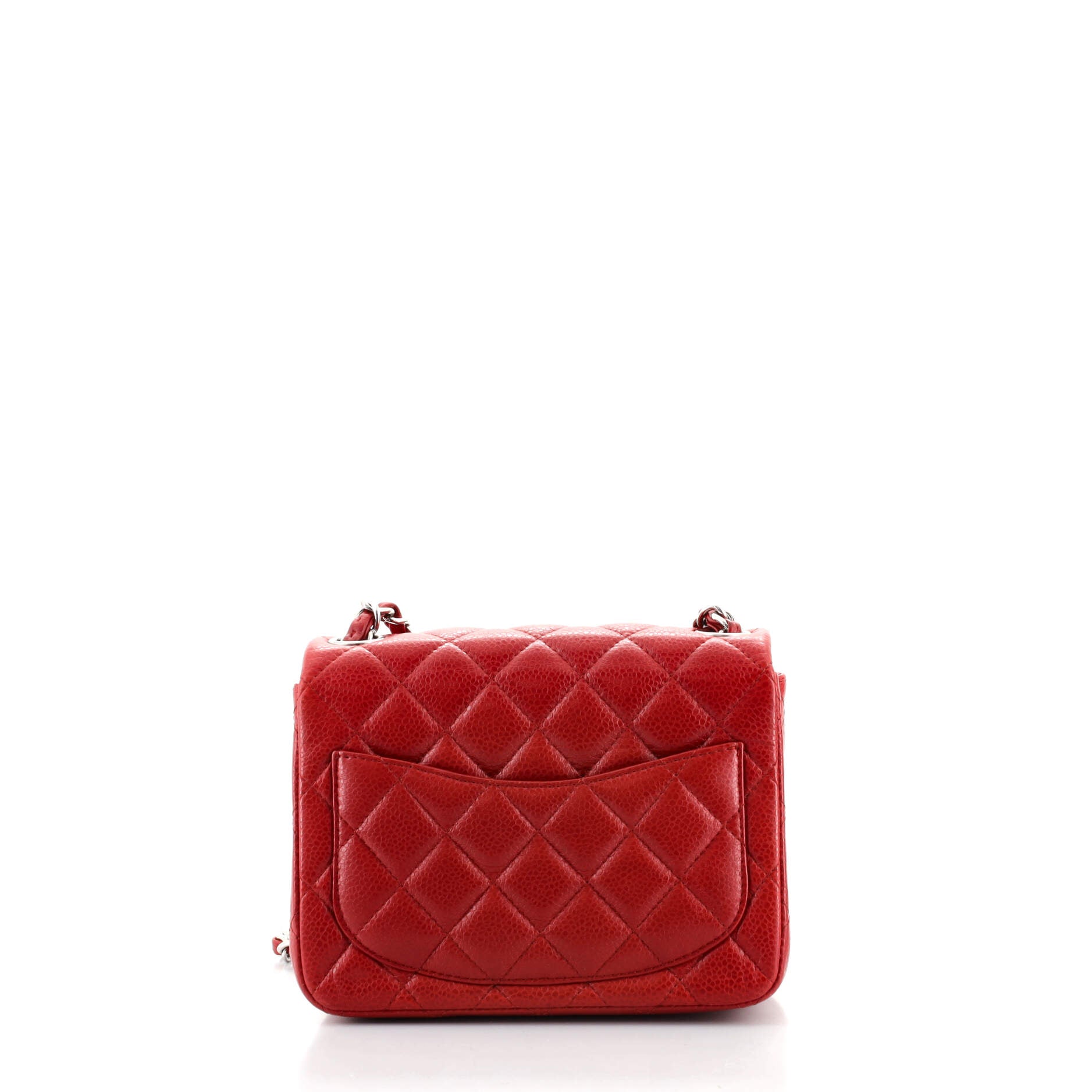 Square Classic Single Flap Bag Quilted Caviar Mini