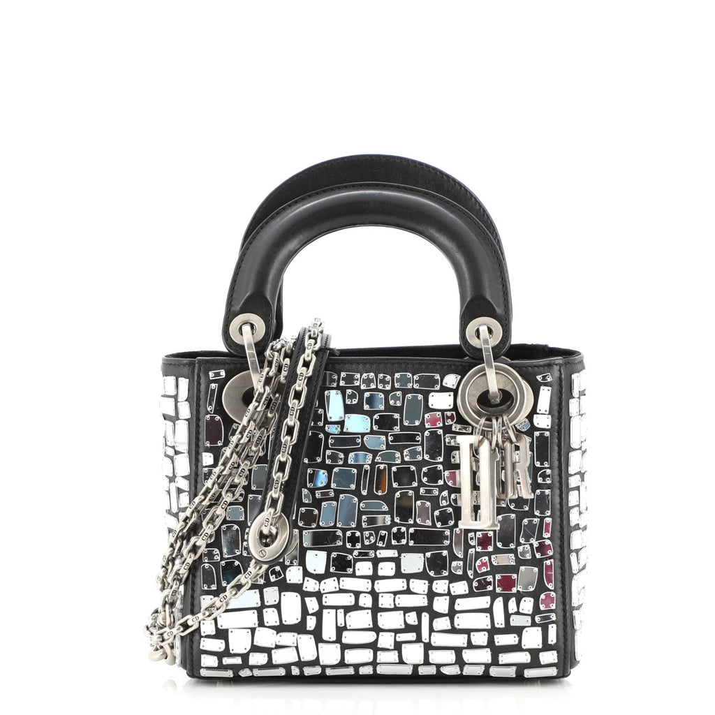 Lady Dior Chain Bag Leather and Mirror Mosaic Mini