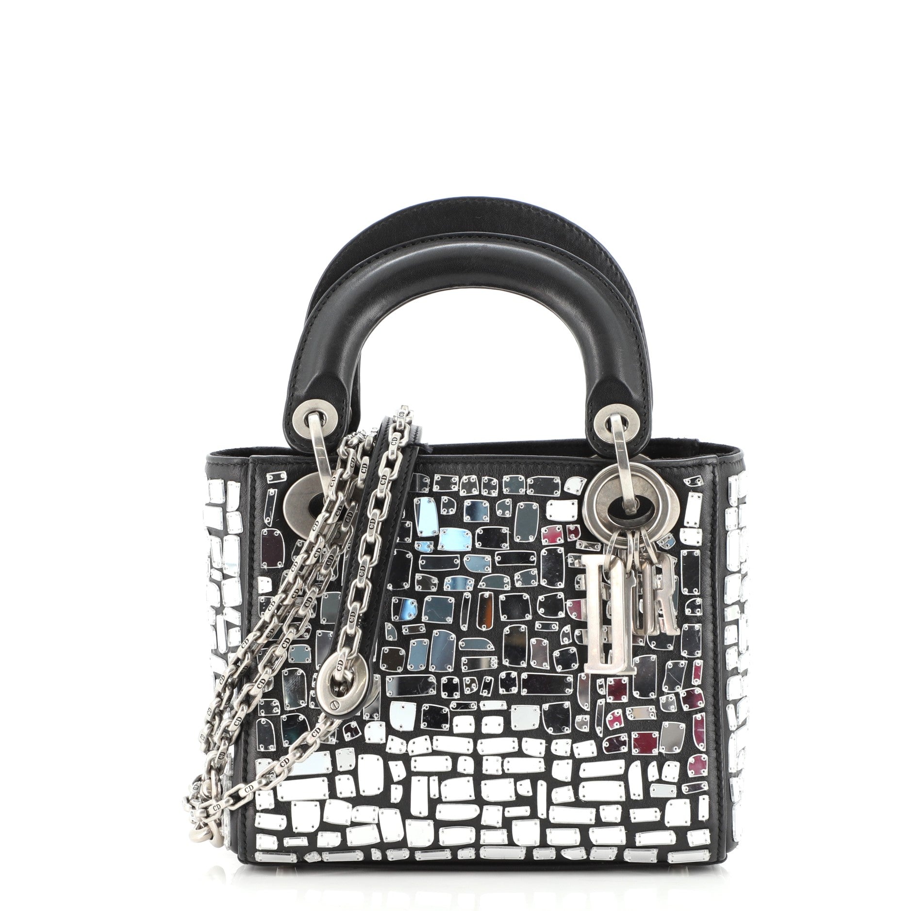 Lady Dior Chain Bag Leather and Mirror Mosaic Mini